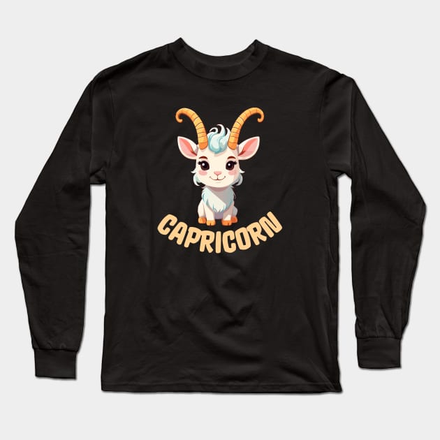 Capricorn Zodiac Sign Long Sleeve T-Shirt by ElCrocodel